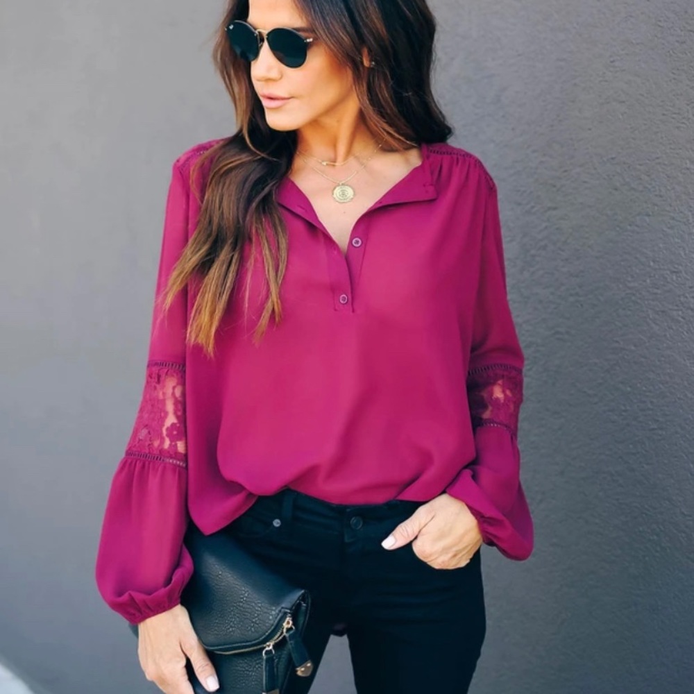 XS Burgundy Color Sheer Top ViCi